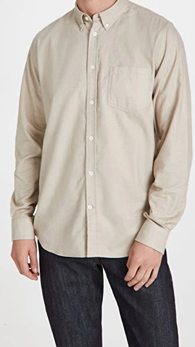 Norse Projects Anton Button-down Collar Brushed Cotton-flannel Shirt In Neutrals