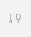 Monica Vinader Sterling Silver And White Topaz Huggie Earrings In Silver