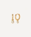 Monica Vinader 18ct Yellow Gold-plated Vermeil Sterling Silver And White Topaz Huggie Earrings In Gold