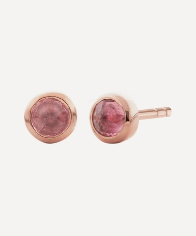 Monica Vinader Siren Mini Gem Recycled 18ct Rose-gold Plated Vermeil Sterling-silver And Pink Tourmaline Stud Earri In Rose Gold