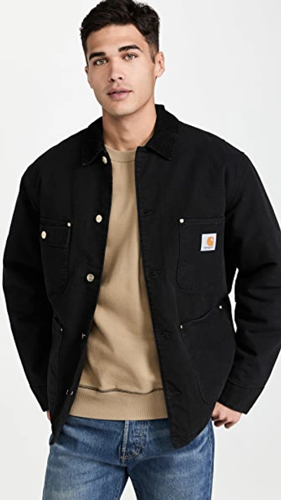 Carhartt Aged Canvas Michigan Chore Coat In Black