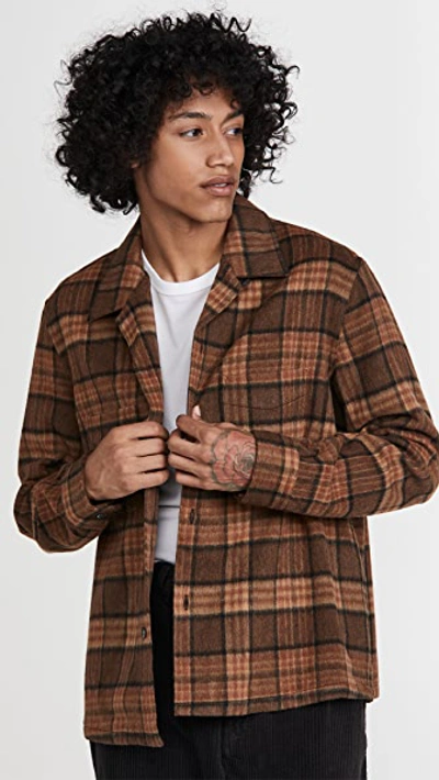 Our Legacy Heusen Checked Wool-blend Shirt In Fox Brown