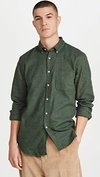 PORTUGUESE FLANNEL TECA BRUSHED FLANNEL BUTTON DOWN SHIRT MOSS