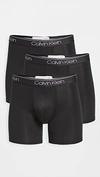 CALVIN KLEIN UNDERWEAR MICRO STRETCH 3-PACK BOXER BRIEFS BLACK