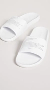Lacoste Croco Slides In White/silver