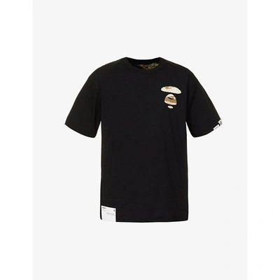 Aape Reversible Logo-print Cotton-jersey T-shirt In Black