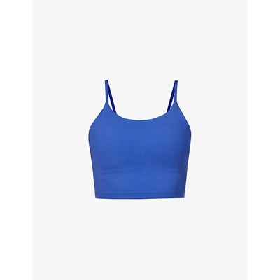 Adanola Tank Scoop-neckline Stretch-jersey Sports Bra In Cobalt Blue