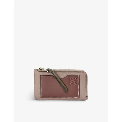 Loewe Dark Blush/dark Rust Logo-debossed Zipped Leather Coin Purse In Dark Blush/dark Rust