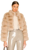 Adrienne Landau Faux Fox Fur Jacket In 驼色