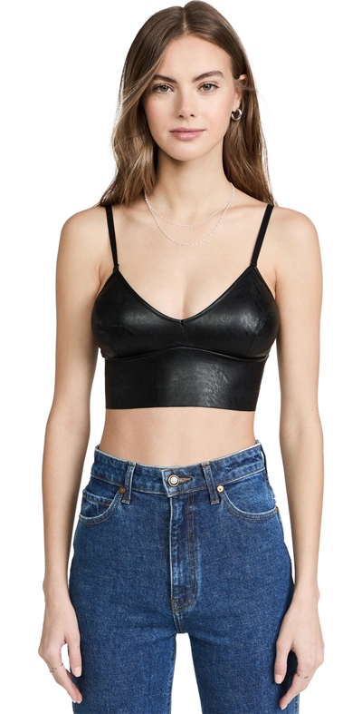 Commando Faux Stretch-leather Soft-cup Bralette In Black