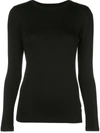 L Agence Tess Long Sleeve Stretch Jersey Top In Schwarz