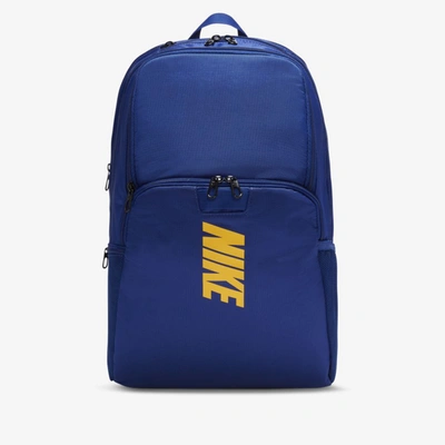 Nike Brasilia Varsity Training Backpack In Deep Royal Blue,university Gold,university Gold