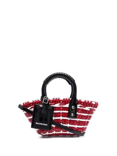 Balenciaga Bistro Xxs Woven Basket Top-handle Bag In Red