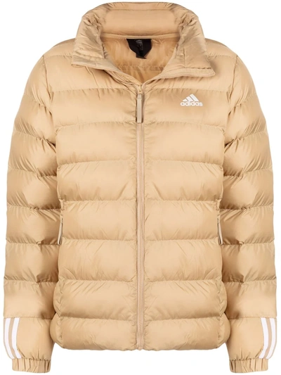 Adidas Originals Embroidered-logo Padded Jacket In Nude