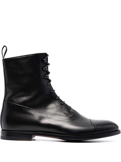 Scarosso Archie Lace-up Boots In Black - Calf