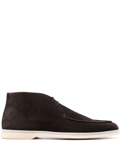 Scarosso Lace-up Suede Boots In Schwarz