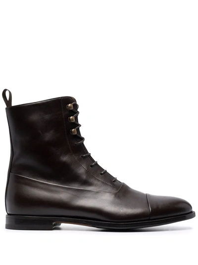 Scarosso Archie Lace-up Boots In Brown Calf