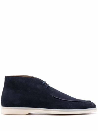 Scarosso Lace-up Suede Boots In Blau