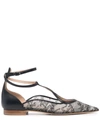 SCAROSSO GAE FLORAL-LACE BALLERINA SHOES
