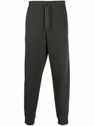 Giorgio Armani Ribbed Side-stripe Trousers In Grün