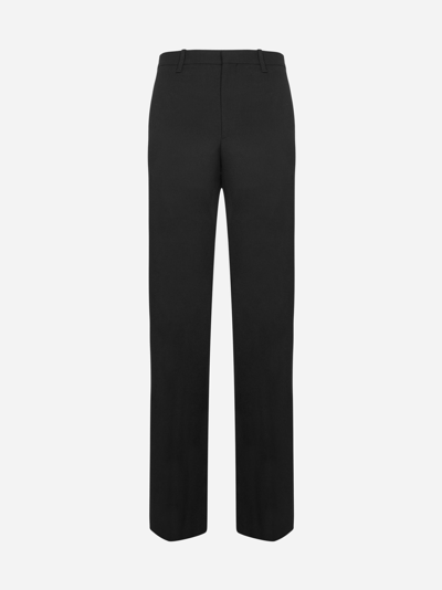 Prada Tailored Wool-blend Trousers In Black