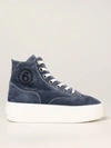 Mm6 Maison Margiela Blue Suede Platform High Sneakers In Blue
