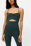 Live The Process Orion Cutout Bike Short Romper In Dark Green