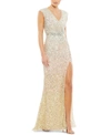Mac Duggal Sheath Sequin Gown In Nude