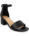 Sugar Noelle Low Womens Kitten Heel Open Toe Ankle Strap In Black Smooth
