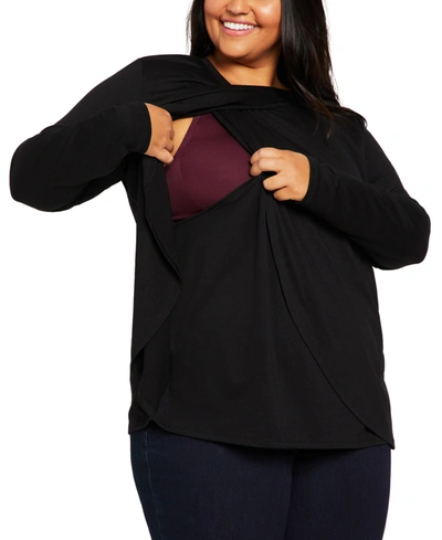 Motherhood Maternity Plus Size Crewneck Nursing T-shirt In Black