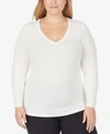 Cuddl Duds Plus Size Softwear With Stretch V-neck Top In Ivory