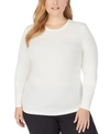 Cuddl Duds Plus Size Softwear With Stretch Long-sleeve Top In Ivory