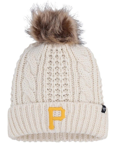 47 Brand Women's Cream Pittsburgh Pirates Meeko Cuffed Knit Hat With Pom