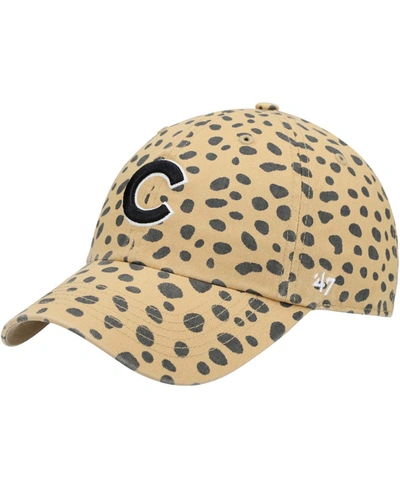 47 Brand Women's Tan Chicago Cubs Cheetah Clean Up Adjustable Hat In Multi