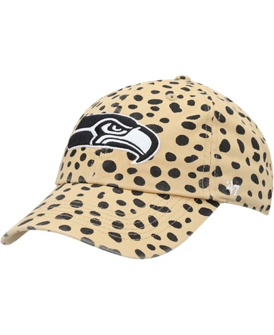 47 Brand Women's Tan Seattle Seahawks Cheetah Clean Up Adjustable Hat In Multi
