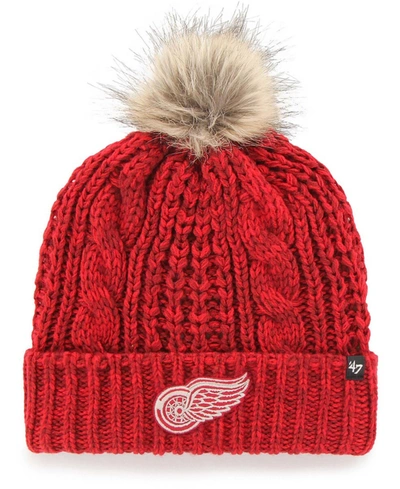 47 Brand Women's Red Detroit Red Wings Meeko Cuffed Knit Hat With Pom
