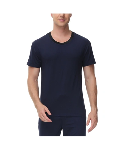 Ink+ivy Ink + Ivy Heat Retaining Crew Neck Contrast Short Sleeve Pajama Tee In Dark Blue