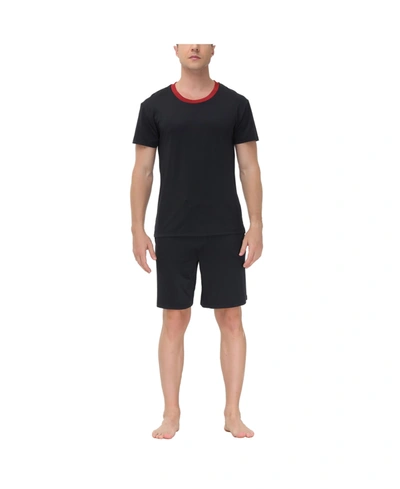 Ink+ivy Men's Moisture-wicking Crewneck T-shirt & Shorts Pajama Set In Black