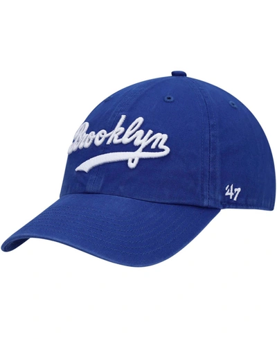 47 Brand Men's Royal Brooklyn Dodgers Logo Cooperstown Collection Clean Up Adjustable Hat In Royal/blue