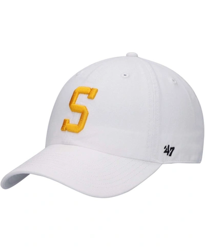 47 Brand Men's White Pittsburgh Steelers Team Clean Up Adjustable Hat