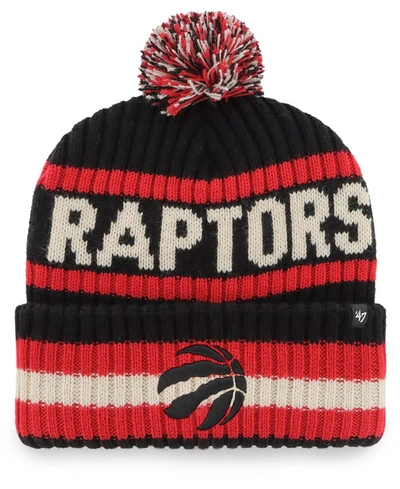 47 Brand Men's Black Toronto Raptors Bering Cuffed Knit Hat With Pom