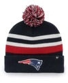 47 Brand Men's Navy New England Patriots State Line Cuffed Knit Hat With Pom In Navy