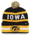 47 Brand Men's Black Iowa Hawkeyes Bering Cuffed Knit Hat With Pom In Black