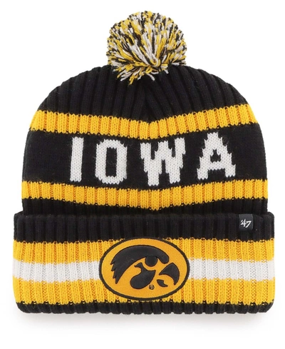 47 Brand Men's Black Iowa Hawkeyes Bering Cuffed Knit Hat With Pom