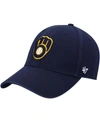 47 Brand Youth Navy Milwaukee Brewers Team Logo Clean Up Adjustable Hat In Navy