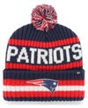 47 Brand Men's Navy New England Patriots Bering Cuffed Knit Hat With Pom In Navy