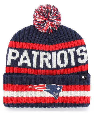 47 Brand Men's Navy New England Patriots Bering Cuffed Knit Hat With Pom