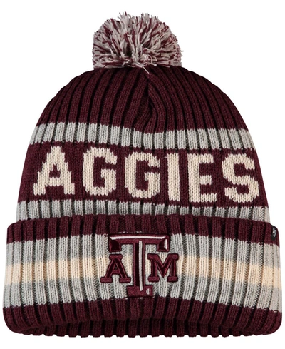 47 Brand Men's Maroon Texas A M Aggies Bering Cuffed Knit Hat With Pom