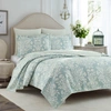 Laura Ashley Rowland Cotton Reversible 3 Piece Quilt Set, Full/queen In Breeze Blue