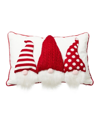 Glitzhome 3d Heavy Cotton Knitted Gnome Pillow In Red